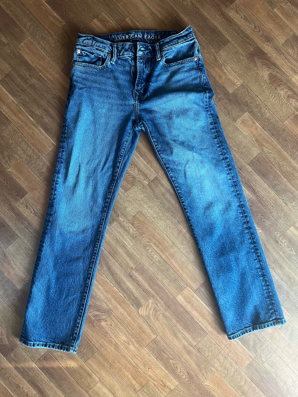 American Eagle Outfitters Men's Blue Straight-Leg Jeans - Mid Indigo